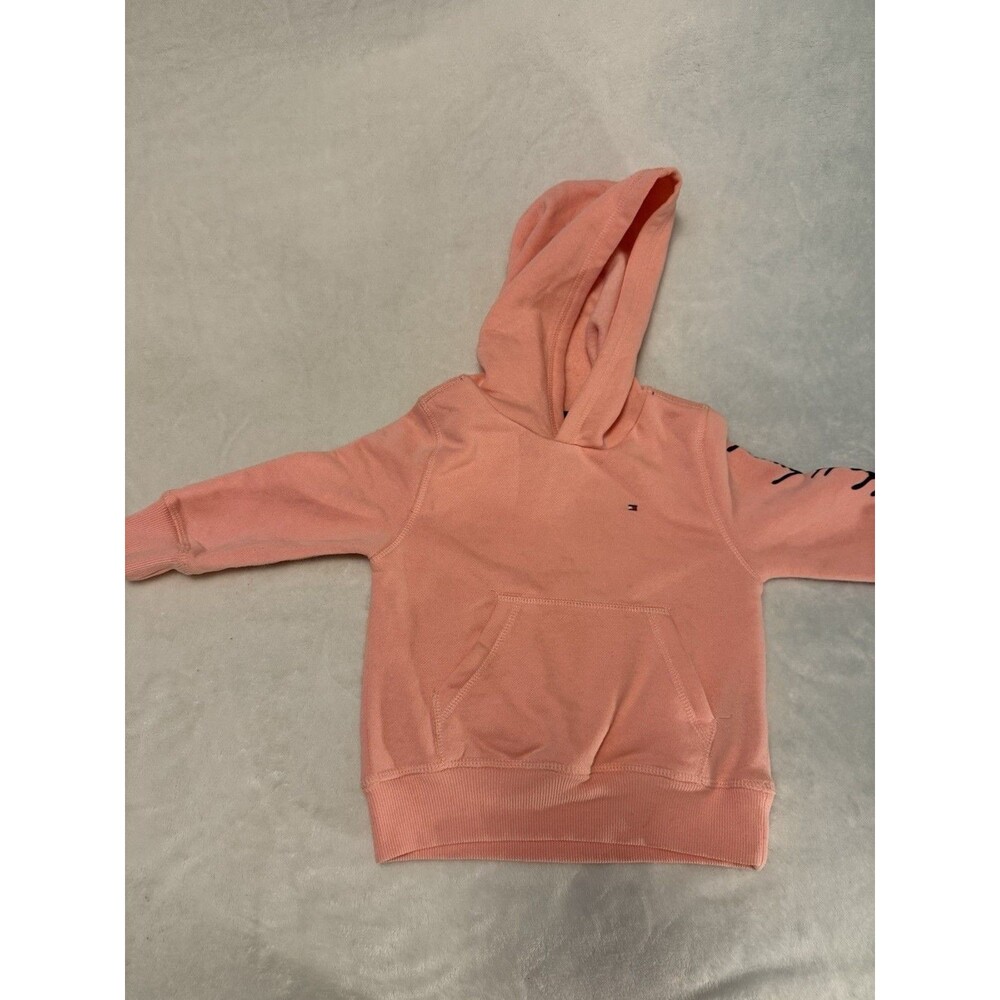 Tommy Hilfiger Toddler Hoodie 2T Pink Coral Pullover Sweatshirt Logo Cotton 2T